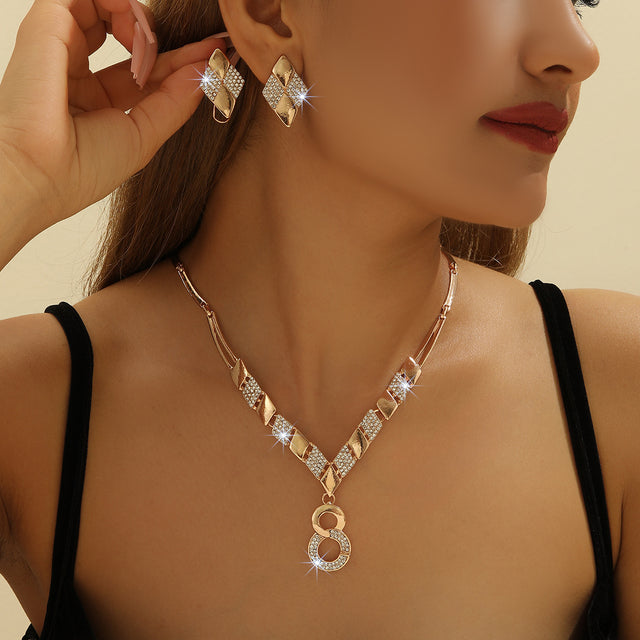 Wholesale figure-eight necklace styled on model